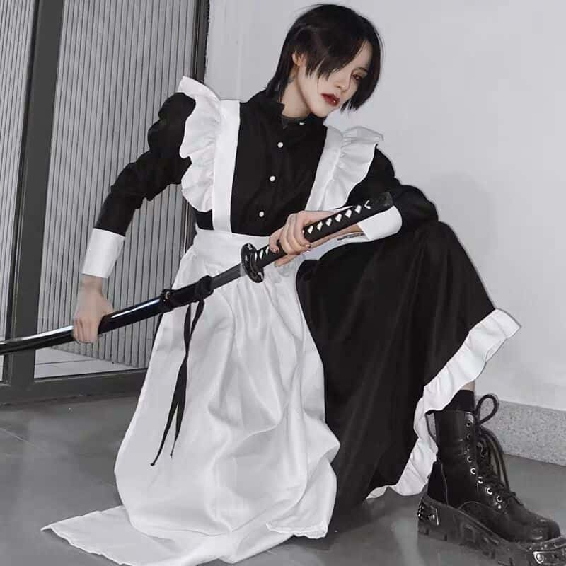 Maid Outfit Herren lang Cosplay Maid Dress 1