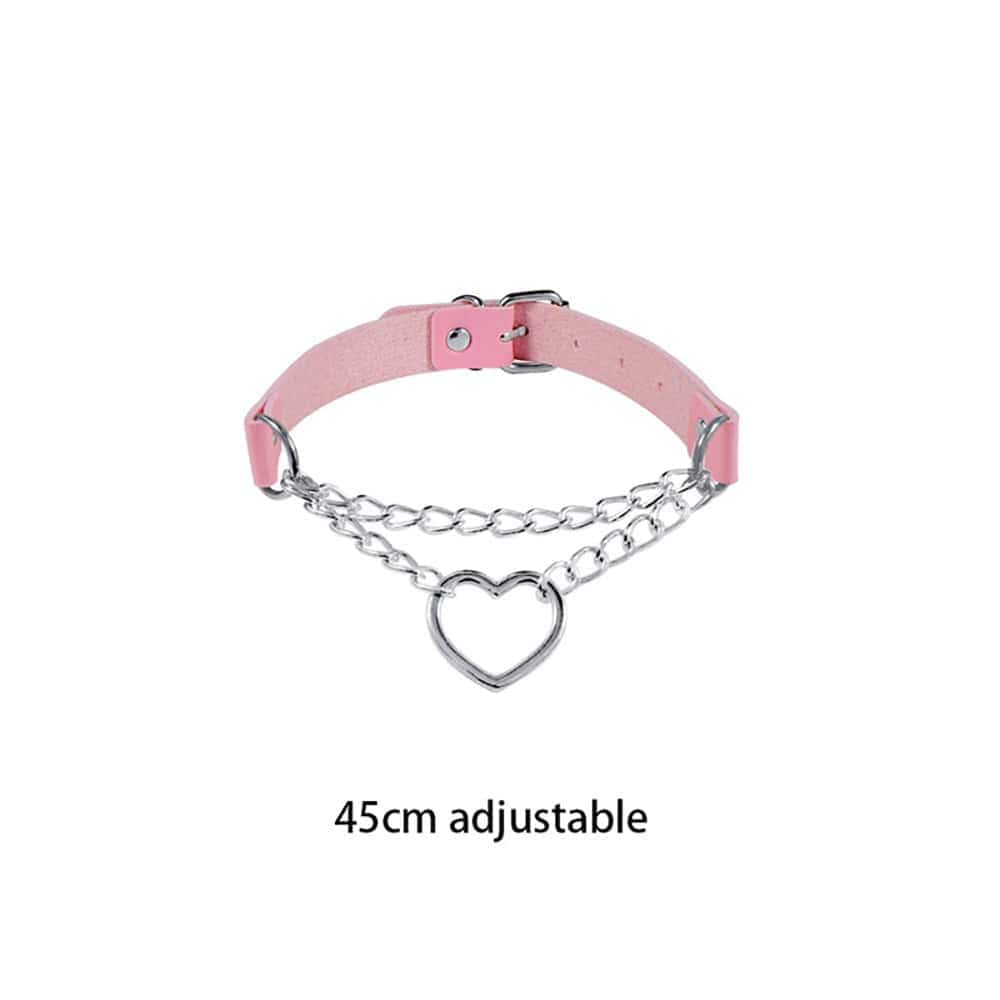 Pink Choker Cosplay Leder Collar Kawaii 3